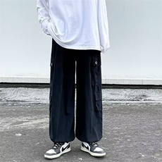 工装裤2023新款男装春季港风情侣休闲裤男宽松直筒裤K0351-P35，男装休闲裤，星座308B-1
