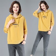 时尚宽松连帽刺绣卫衣女新款韩版百搭显瘦长袖上衣外套秋冬季加绒加厚学生潮，女装卫衣/绒衫，简韵佳