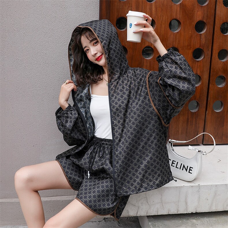 2024夏季网红炸街套装女防晒外套+高腰短裤辣妹休闲/淑女,女装套装/套裙,韩蜜菓