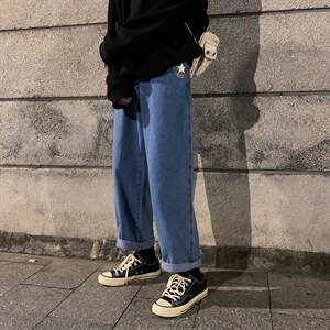 NK44008-P38直筒牛仔裤男士大码宽松九分裤男休闲长裤子男,男装休闲裤,电商A040