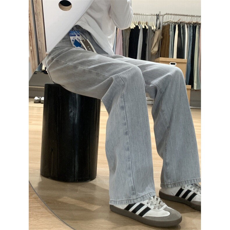 春季新款港风美式高街莱赛尔竹节纹阔腿牛仔裤男潮 ZK3904-特批65图片