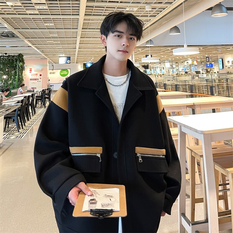 男装呢料大衣2026秋冬季新款毛呢大衣男生外套XZ514-2-F602-P115,男装毛呢大衣,星座514-2(原B239)