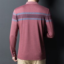 CA896钱塘2020-2中年男士商务休闲条纹百搭长袖T恤主推款P52，男装T恤，钱塘207-2