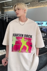 美式高街潮流印花短袖麂皮绒宽松休闲男生T恤JK23272-p45-控58，男装T恤，星座605(原A050)