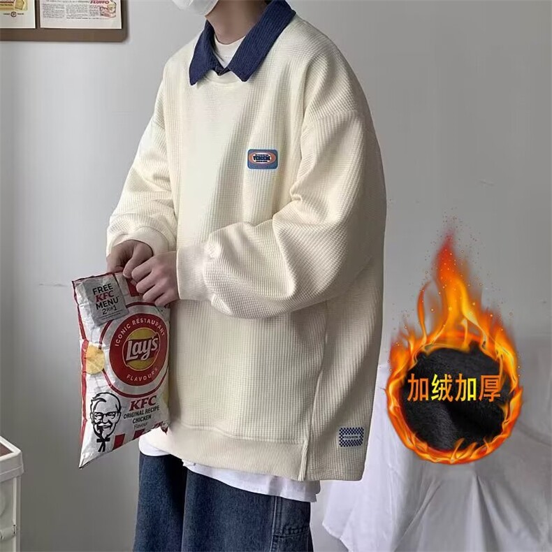卫衣男女加绒新款高街潮牌外套宽松情侣套头衣服WY013加绒-P40,女装短外套,星座208-5