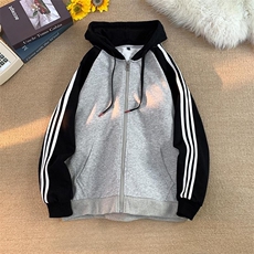 现货二开GSY9913-特P55美式条纹开衫连帽外套男卫衣潮牌宽松夹克，男装夹克，电商D310B