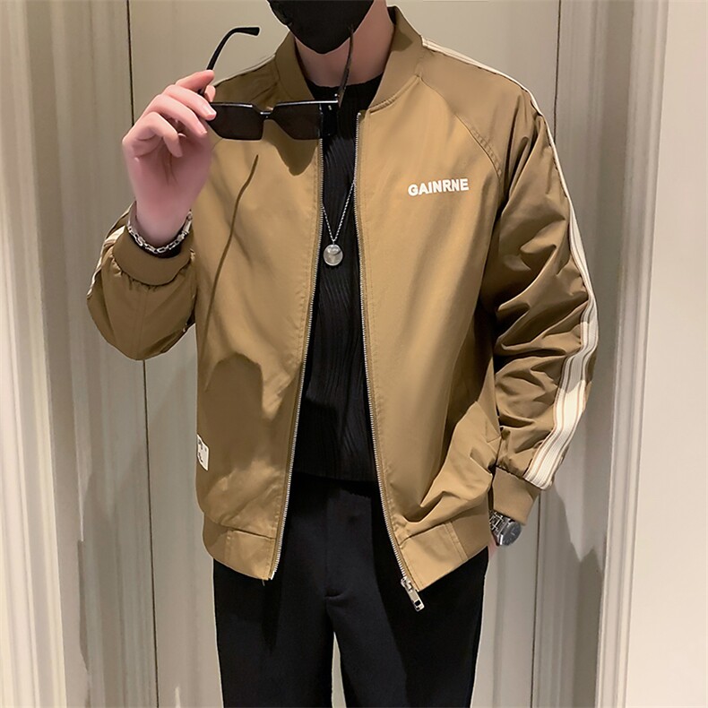 2025新款棒球服外套男春季立领条纹夹克上衣A313-1-901-P105,男装夹克,电商A313-1