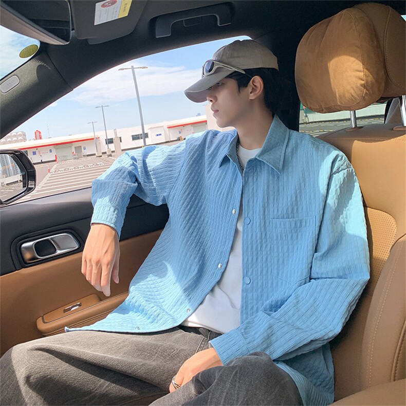长袖衬衫日系港风ins宽松衬衣男生潮流百搭休闲外套C0557-P58,男装衬衫,星座308B-2