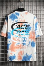 【】A003-HT1023-P35夏装扎染炫酷时尚短T网格挂拍，男装T恤，电商A003