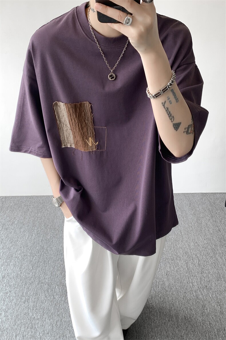 8XL-M高品质纯棉美式复古宽松简约百搭学院风短袖T恤上衣男DX343,男装T恤,电商D206-1