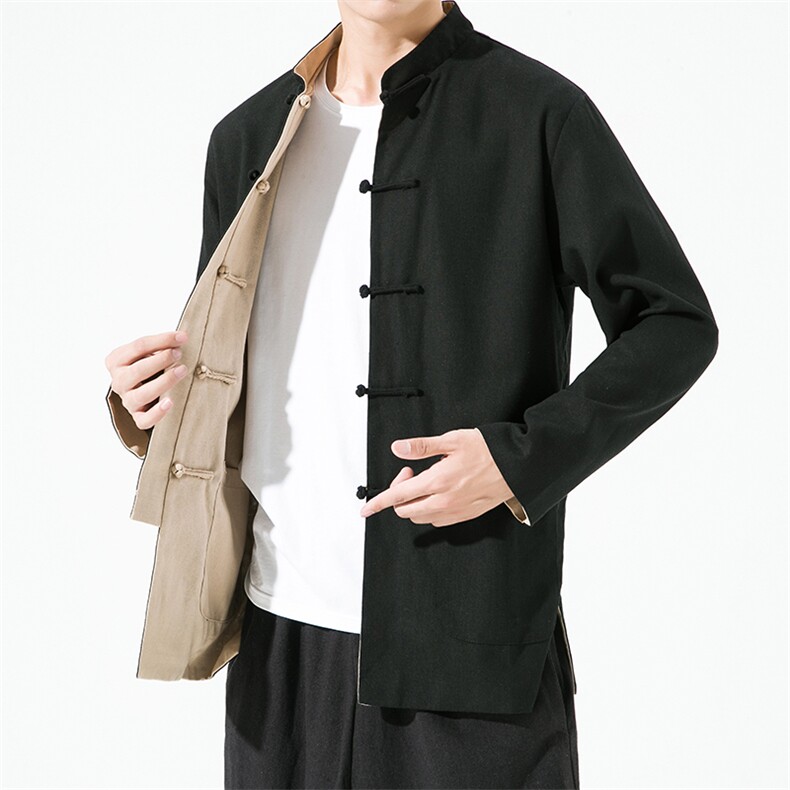 22973^克复古上衣服风盘扣唐装改良汉服宽松居士服禅服茶服，男装夹克，钱塘777(原3023)