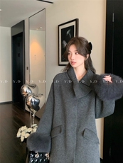 【依嘟】2025秋冬新款狐狸毛袖高级感羊毛外套(配可拆卸真狐，女装双面呢大衣，依嘟服饰