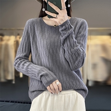 长袖套头圆领纯色2024年秋季羊毛针织衫，女装羊毛衫，羊秋羊绒