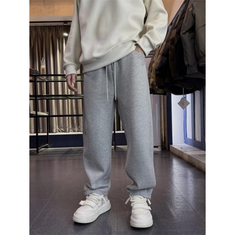 KZ15-P55加绒厚款直筒卫裤男秋冬款2025新款重磅软弹针织青少年,男装休闲裤,星座215-1