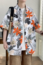 花衬衫夏威夷男短袖夏季痞帅休闲上衣服外套翻领大码衬衣男A011-2，男装衬衫，电商A012