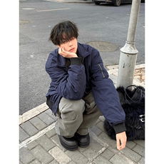 现货秋冬季美拉德立领飞行立领夹克boxy棉衣美式高街加厚加棉外套，男装夹克，电商A443