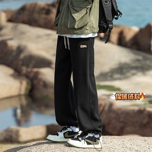 DD2247-TP45控价68 冬季加绒加厚宽松男士休闲长裤潮牌贴标裤子图片