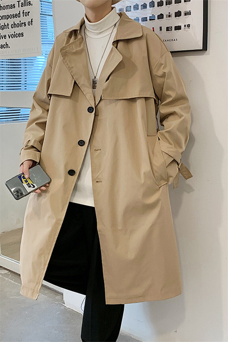 港风模特中性风男士大码中长款风衣女外穿大衣insFY91P115限138,男装风衣,电商A089-1