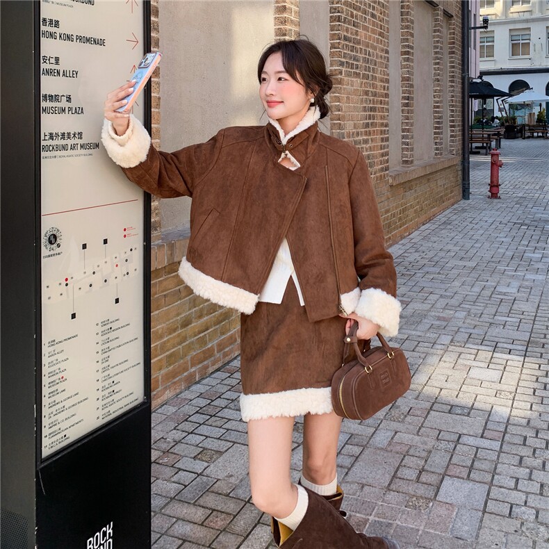 【冬款现货】皮毛一体拼接加厚羽绒套装裙2D148-A359-P260-K385,女装套装/套裙,2D148