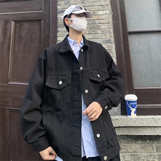 牛仔外套男春秋复古痞帅工装休闲夹克青少年百搭上衣JK08927-P58，男装夹克，星座308B-1