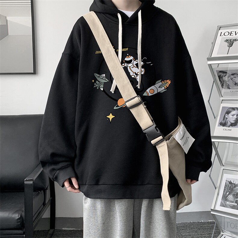 WY2142-P35纯棉连帽卫衣男大码运动帽衫宽松薄外套男,男装卫衣,电商A040