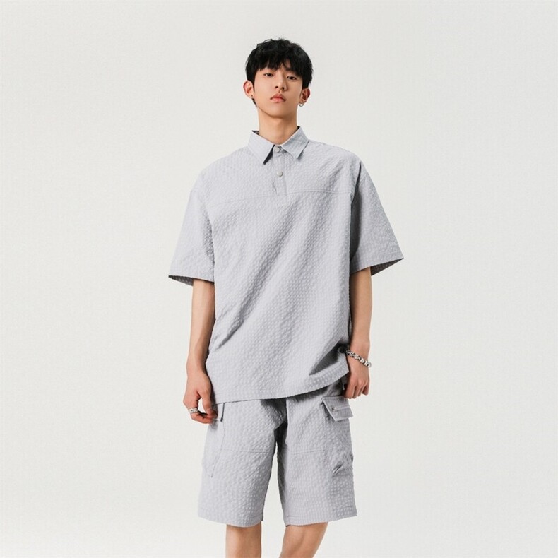夏季肌理感套装短袖polo衫男装翻领t恤宽松 A406 TZ5052 特P65图片