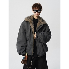 706-LK9378-P138现货冬季狼王座山雕可拆卸毛领加厚棉衣外套，男装棉衣，星座706