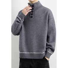 25691-特P58秋时尚半高领毛衣外套男士针织衫宽松纯色打底衫，男装T恤，电商D310B
