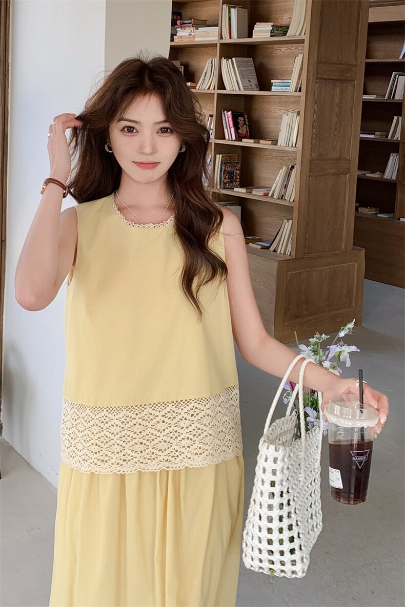 【新款现货】嫩黄色蕾丝裙套装088-7728P145K198,女装套装/套裙,2C088