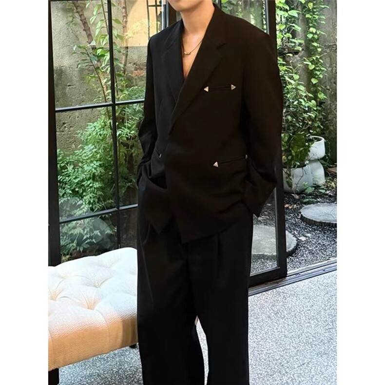 高端时尚烫钻西装外套男宽松春秋季新款韩版休闲夜店发型师西服,男装西服套装,星座506A