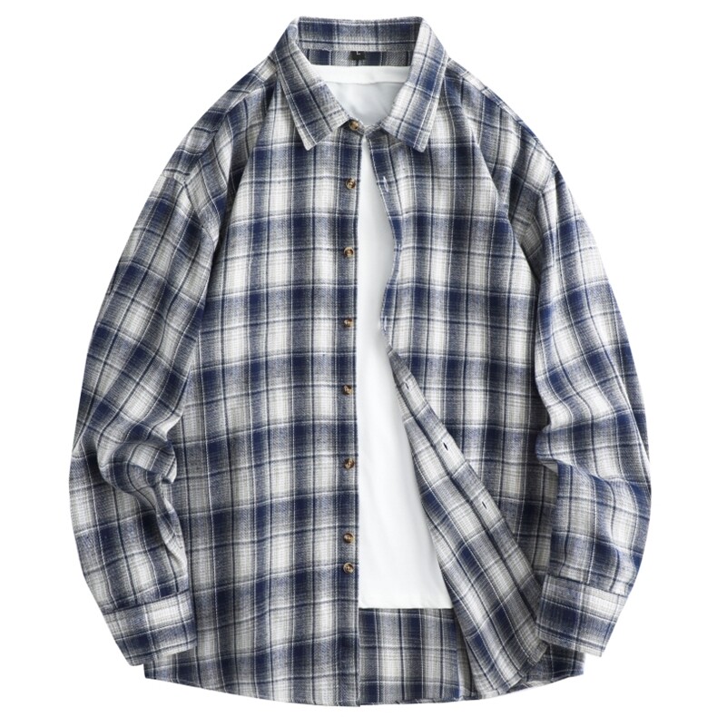 春季新款（跨境电商）格子男女情侣款潮流宽松格纹衬衣，男装衬衫，星座1107-1
