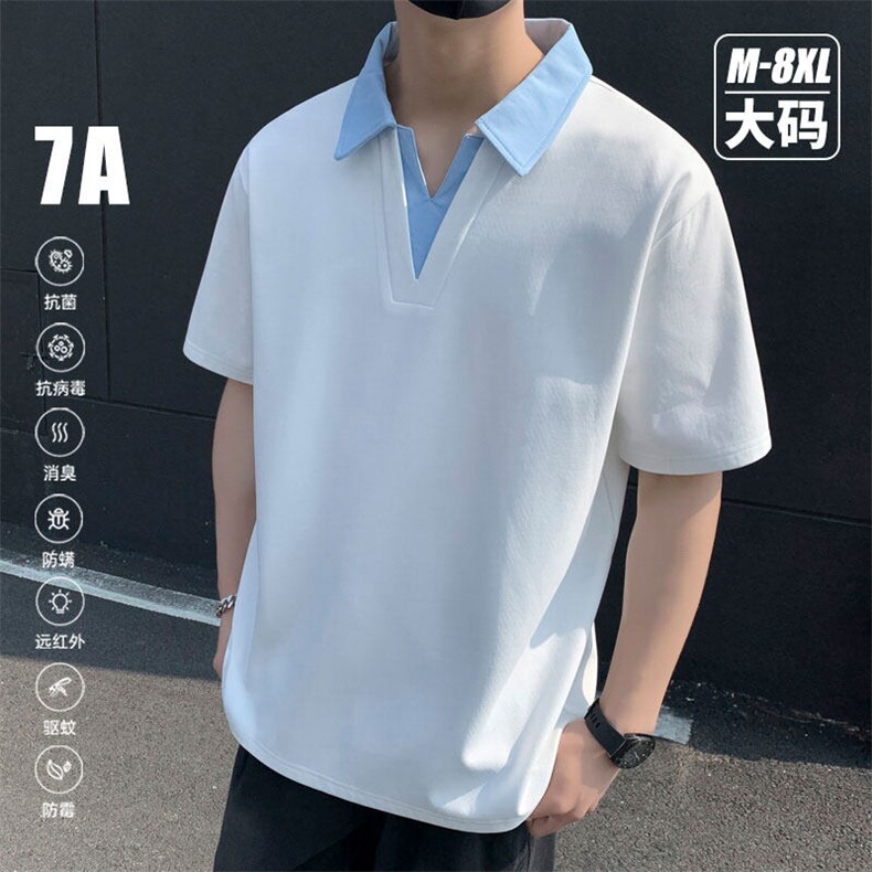 夏季大码公版拼色翻领POLO衫男休闲T恤短袖，男装Polo衫，星座1107-1