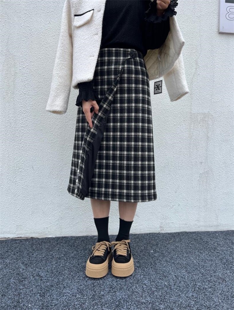 加绒一粒扣羊毛裙，其它，昕叶良品