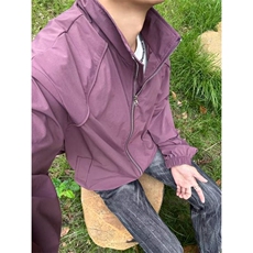 已下单~紫红色男女夏季立领结构设计感速干防晒外套F25217批58，男装防晒衣，星座1004-6