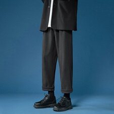 新款毛呢裤子男秋冬宽松直筒休闲西裤男韩版男裤，男装休闲裤，电商A102B
