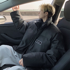 PU皮棉衣男冬季新款港风立领宽松棉服学生面包服MF8603-P85，男装棉衣，星座214-3