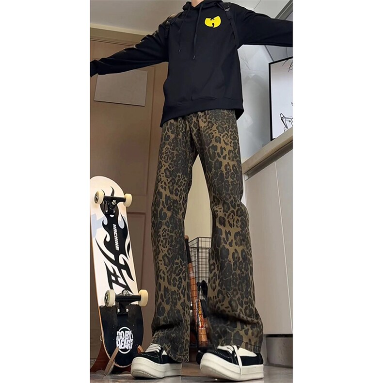 美式ins高街hiphop小众豹纹牛仔裤货号K2462特P48,男装牛仔裤,电商A063