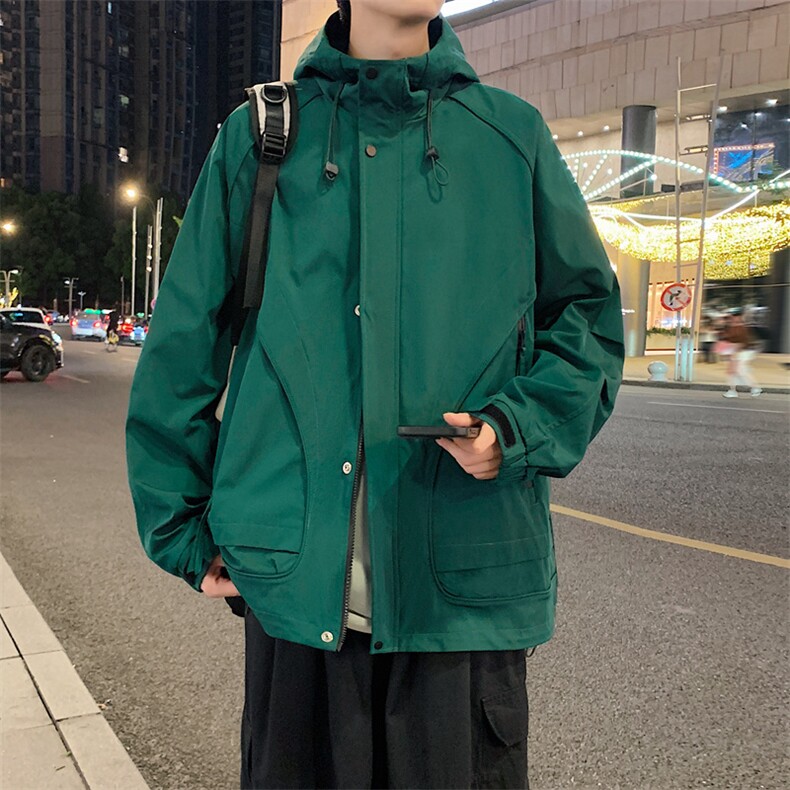 新款港风夜景连帽个性冲锋衣宽松二开夹克男DSA157B-J217-P85图片