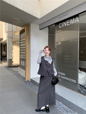 现货！现货！现货！蝴蝶结打底?马甲?半身裙三件套6873P195K298，女装套装/套裙，2D034