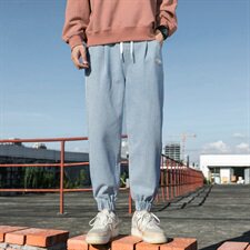 牛仔裤男宽松春秋季休闲裤百搭帅气束脚裤韩版潮流九分裤DF30T，男装牛仔裤，电商A102
