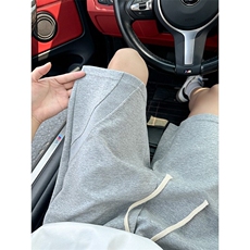 灰色拼接运动短裤男款夏季外穿篮球休闲卫裤抽绳五分裤子KW154，男装休闲裤，星座1116A（原606A-3）
