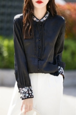 女士古风刺绣优雅气质长袖衬衫，女装衬衫，臻维羊绒