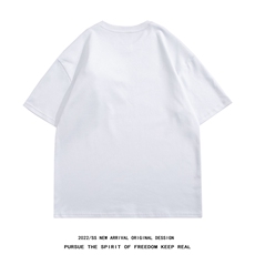 1港风情侣大码M-5XL中性风网红小熊短袖T恤男白底DT7745P55控68，男装T恤，星座226-2