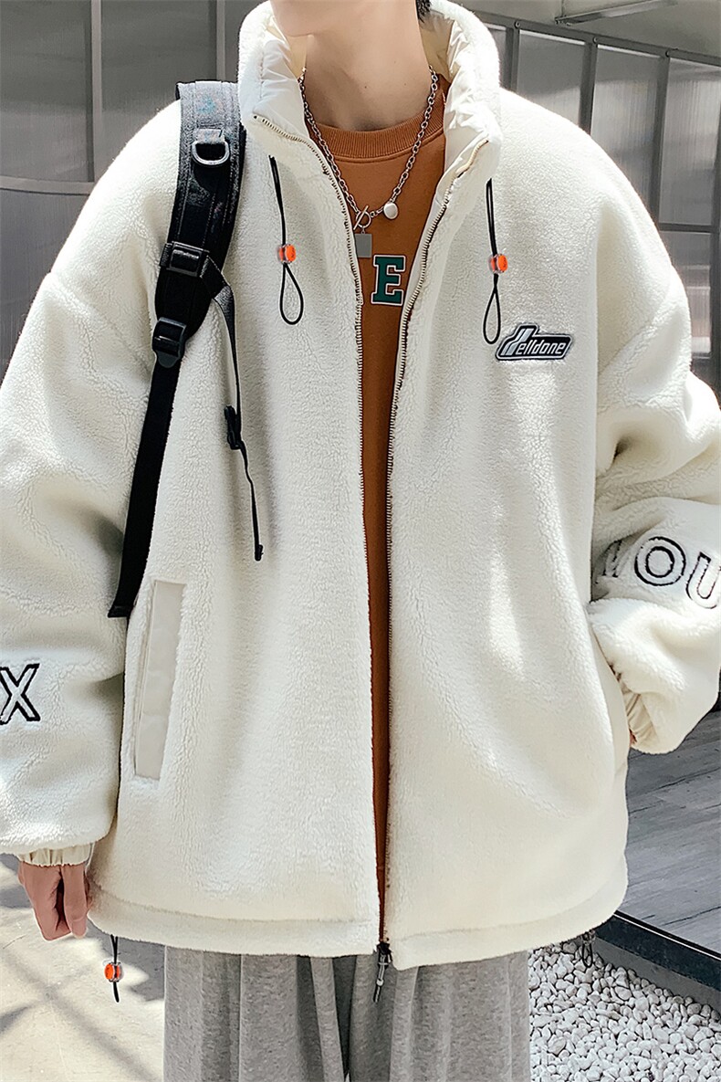 中性风立领羊羔绒棉服冬季港风加厚棉衣男女同款M8866-P100,男装棉衣,星座717