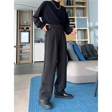 2026春季新款黑色直筒西裤垂感高级感痞帅裤子男款宽松直筒休闲裤，男装西裤，星座410-6（原星座1304-1）