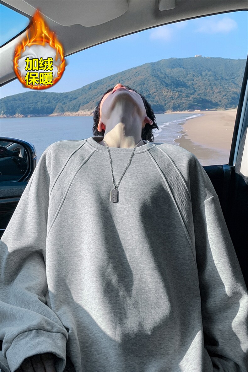 美式大码340g华棉舒适保暖解构长袖卫衣男W50982J加绒特P27,男装棉衣,电商A001-1