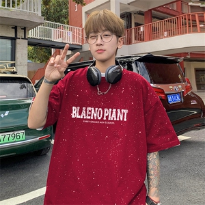 可48小时发货支持抖音得物来样二开 美式满天星亮片短袖T恤MTX711图片