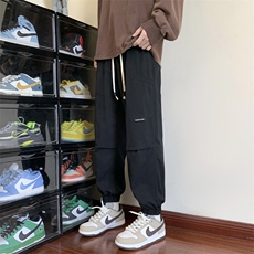 港风秋款男工装裤大口袋纯棉束脚宽松长裤h99P40，男装休闲裤，星座1013-1