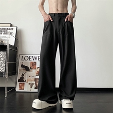 25新款垂感宽松西装裤显瘦设计感休闲阔腿裤504-K875-特P42，男装休闲裤，星座504
