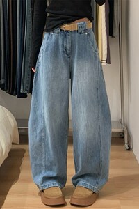 美式高街弯刀牛仔裤男女 潮牌个性宽松休闲裤N3016-P53图片